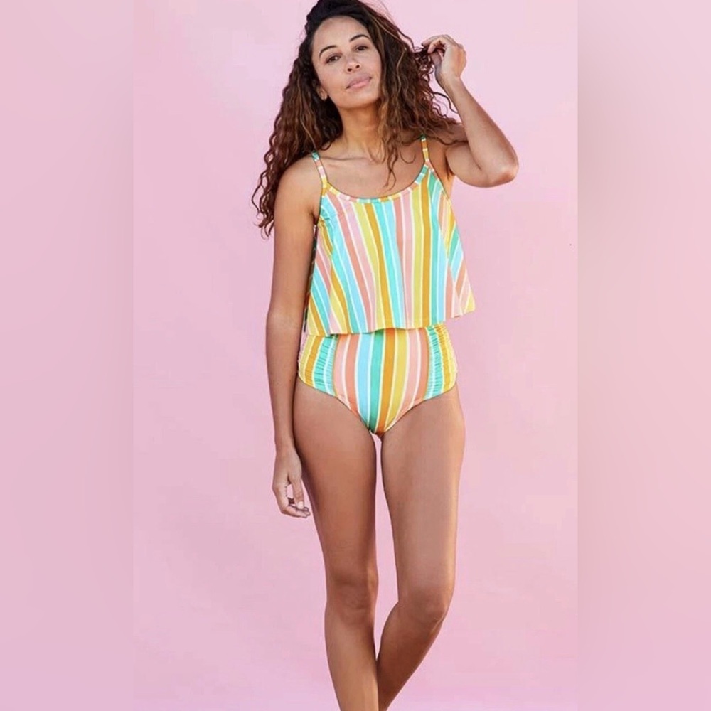 Matilda Jane Women’s Medium Striped Swimsuit Top and Bottom Bikini